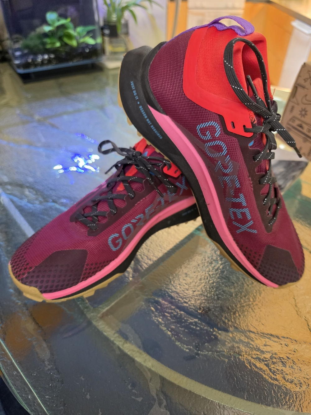 Nike Women's REACT Burgundy and Pink GORE-TEX Trail Shoes